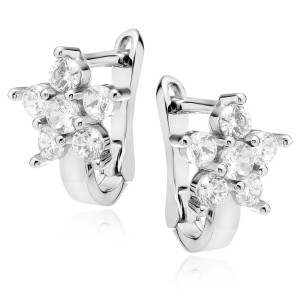Cercei argint cu tortita model floare cu pietre DiAmanti Z0484DER_W-DIA (Argint 925‰ 1,6 g.)